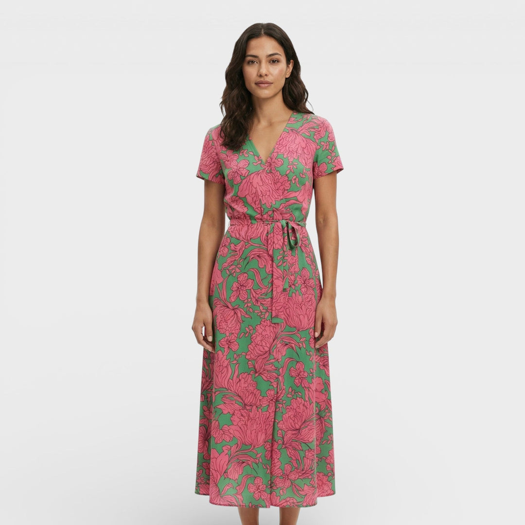 Vestido Midi Cruzado Floral Mujer