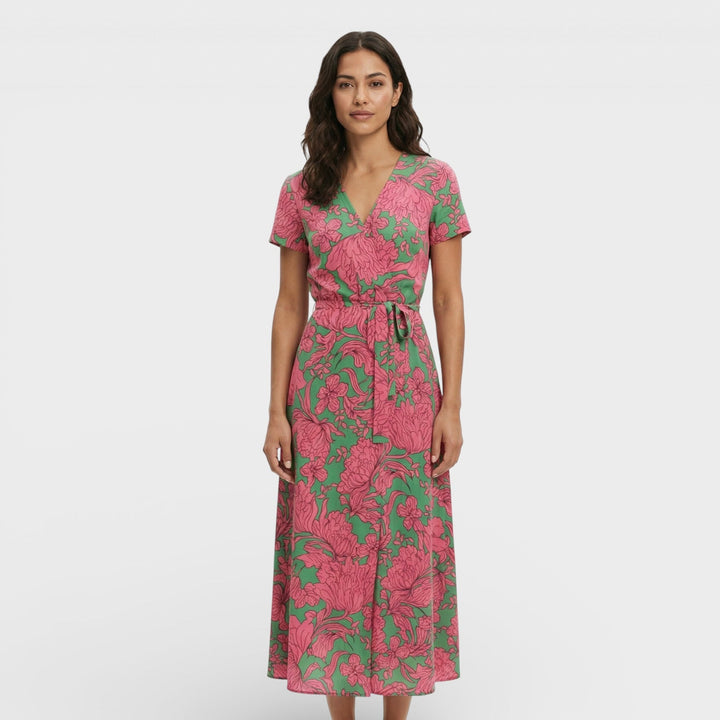 Vestido Midi Cruzado Floral Mujer