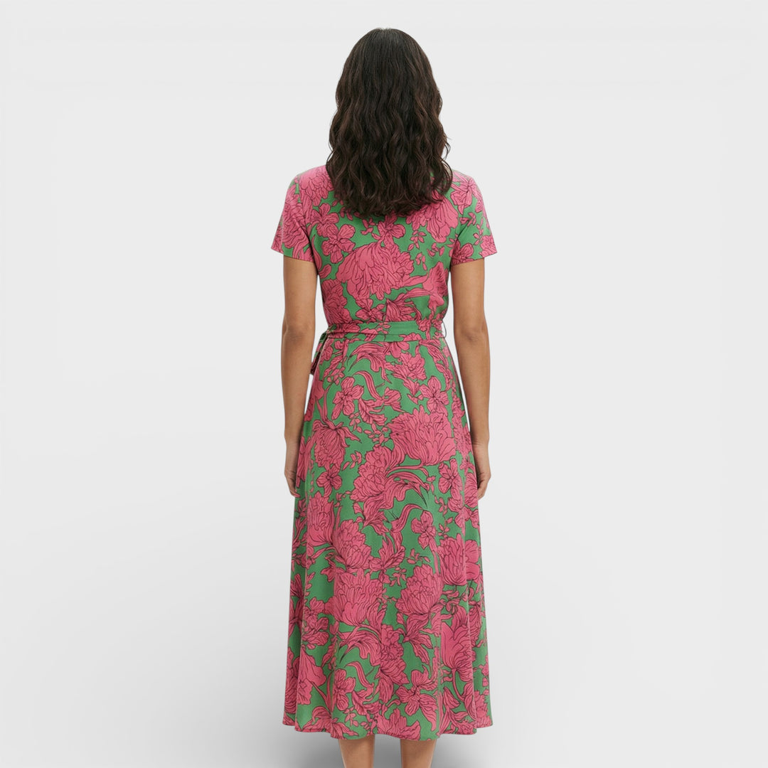 Vestido Midi Cruzado Floral Mujer