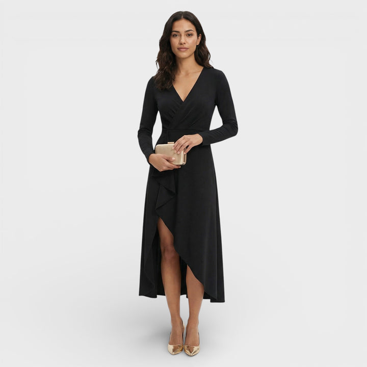 Vestido Midi Escote Pico Abertura