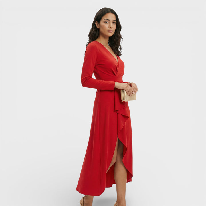 Vestido Midi Escote Pico Abertura