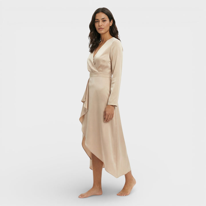 Vestido Midi Escote Pico Abertura