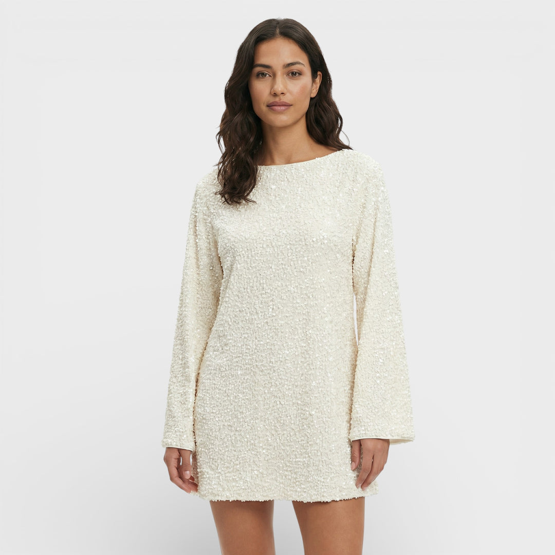 Vestido Mini Lentejuelas Lazo Satén