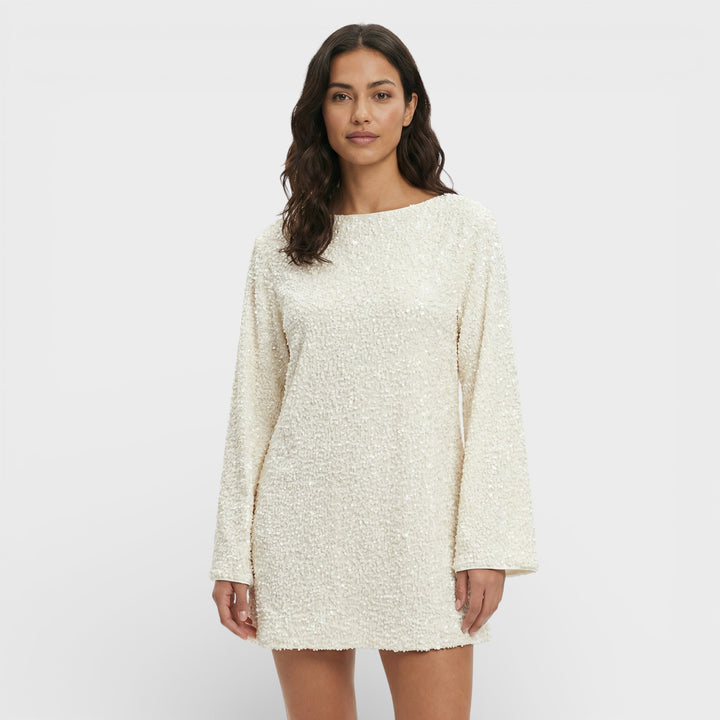 Vestido Mini Lentejuelas Lazo Satén