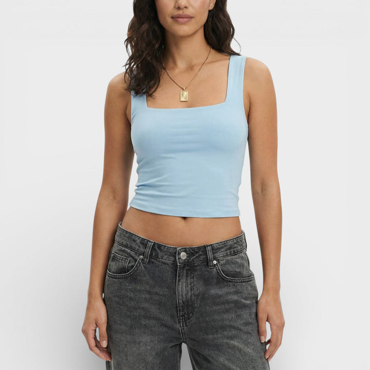 Top Corto Cuello Cuadrado Mujer