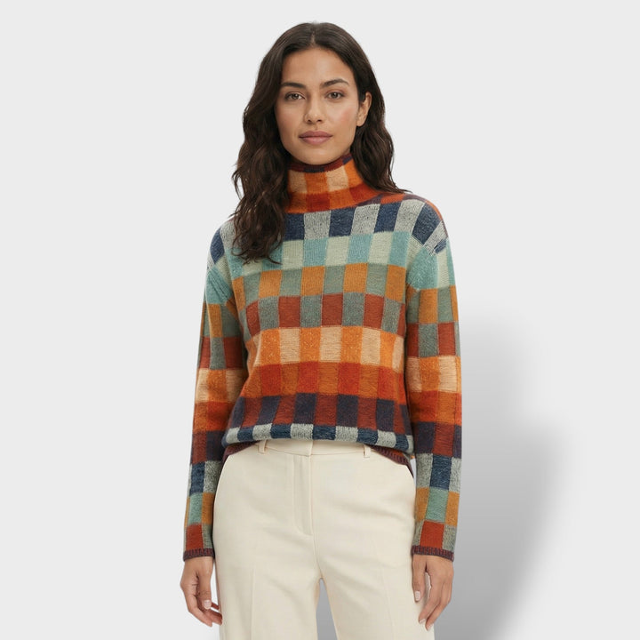 Suéter de Punto a Cuadros Mujer