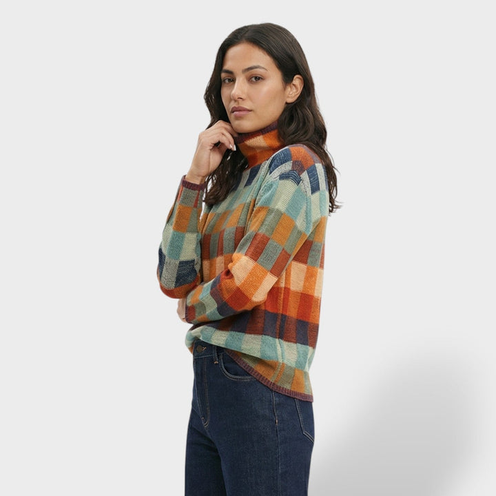 Suéter de Punto a Cuadros Mujer