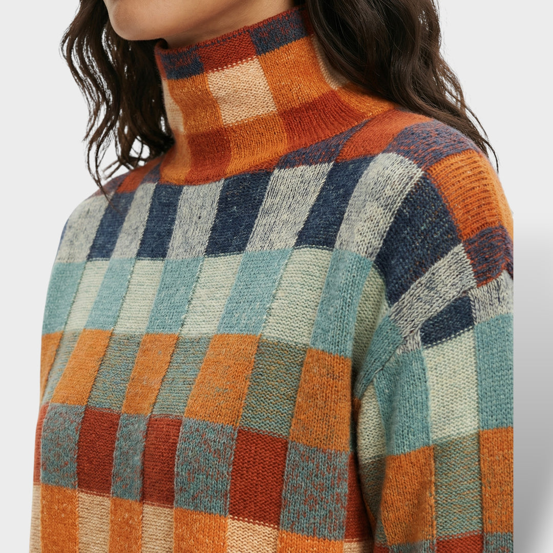 Suéter de Punto a Cuadros Mujer