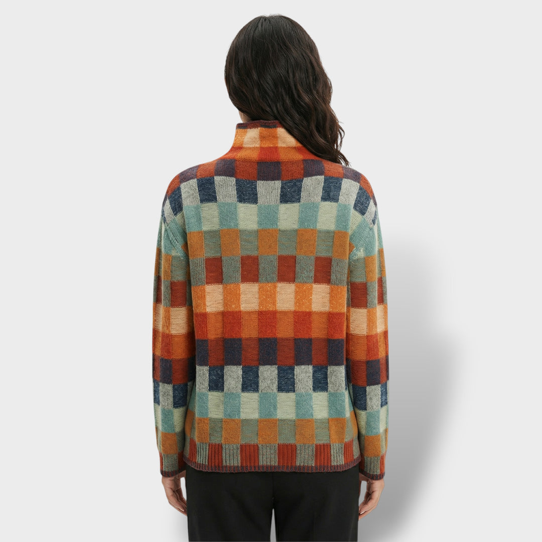 Suéter de Punto a Cuadros Mujer