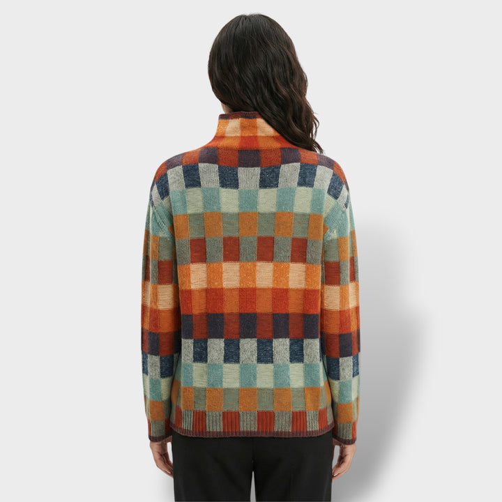 Suéter de Punto a Cuadros Mujer