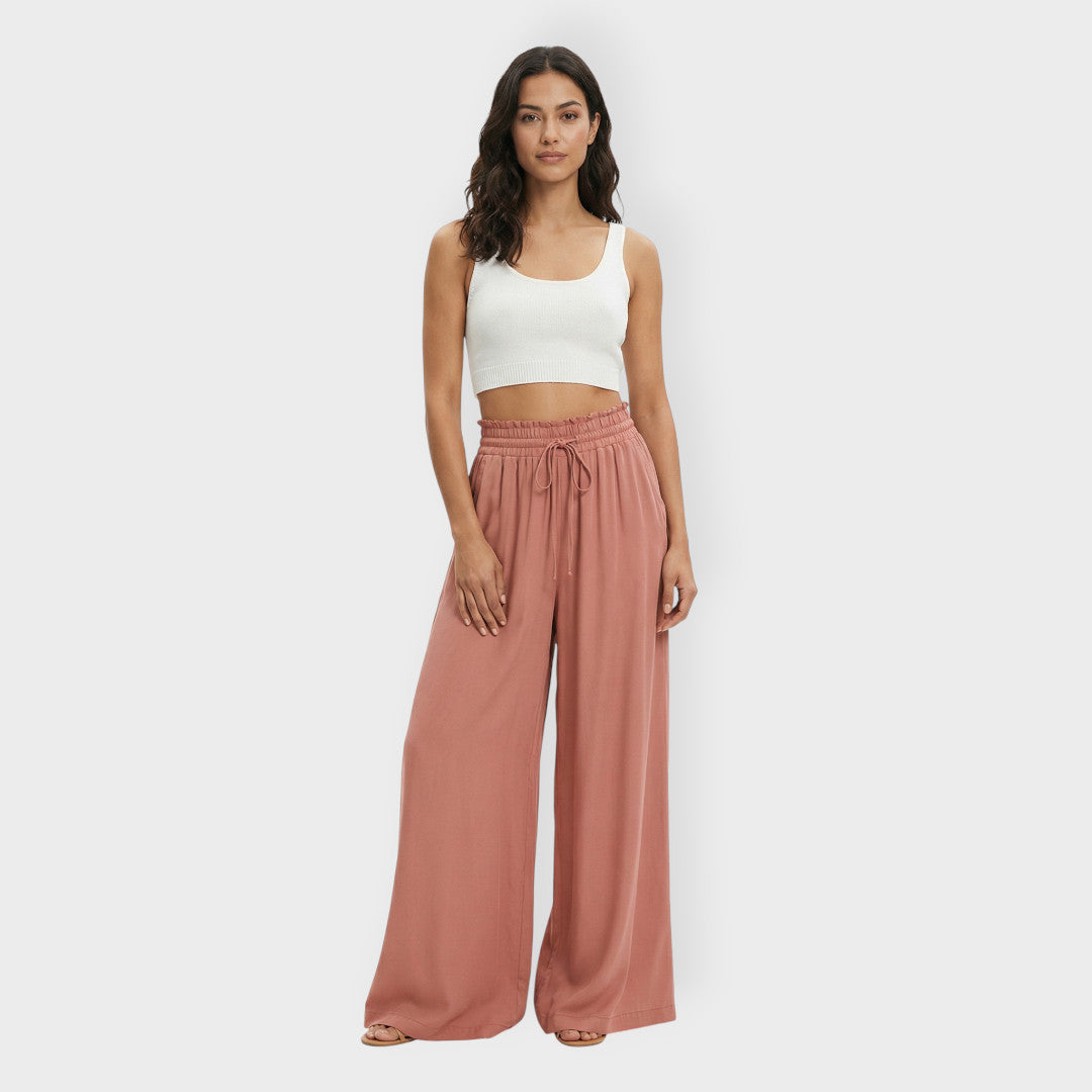 Pantalones Anchos Mujer Cintura Elástica