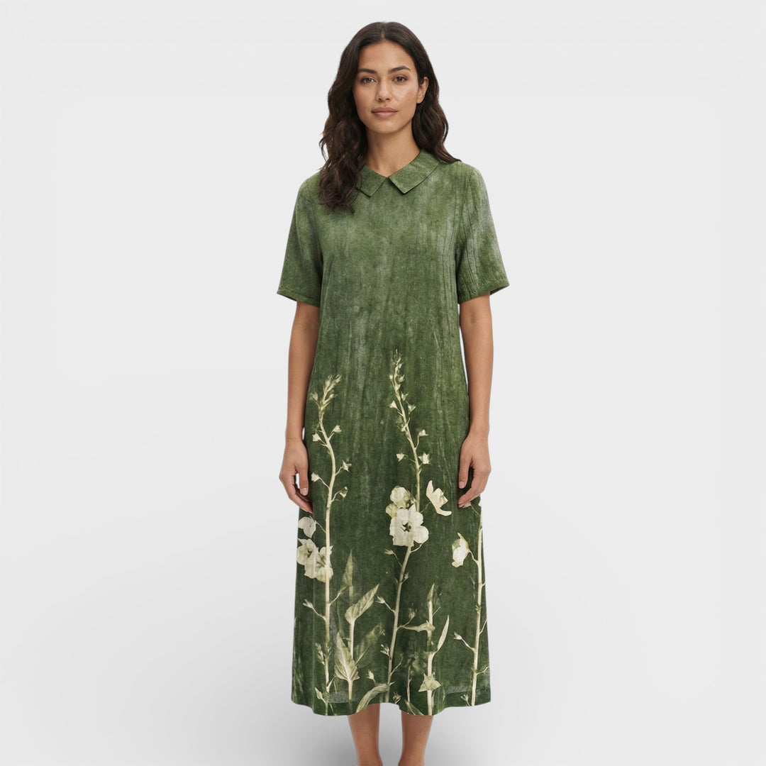 Vestido Floral Escote Pico Mujer