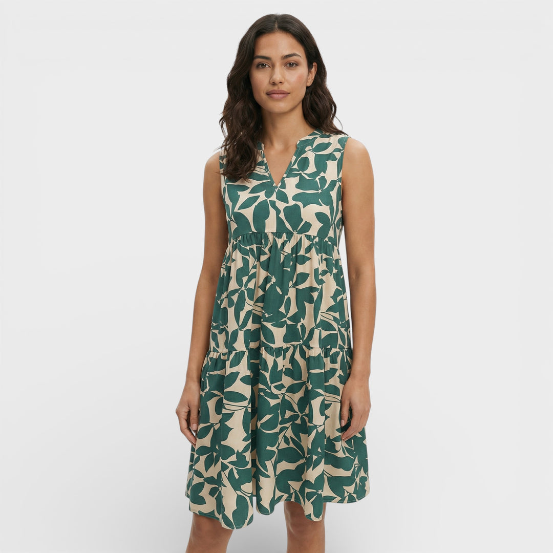 Vestido Estampado Escote Pico Mujer