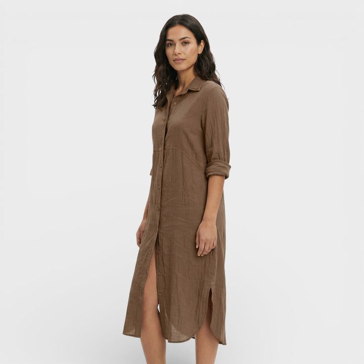 Vestido Maxi Camisero Holgado Mujer