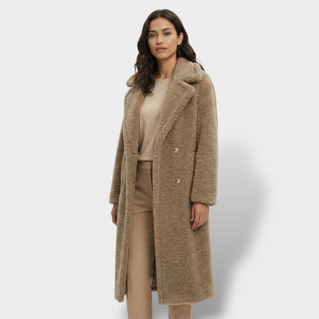 Abrigo Teddy Largo Doble Botonadura
