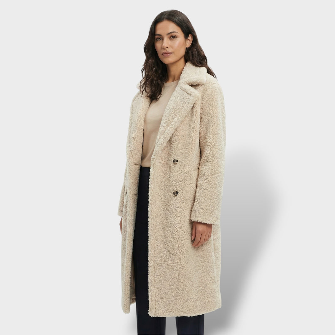 Abrigo Teddy Largo Doble Botonadura