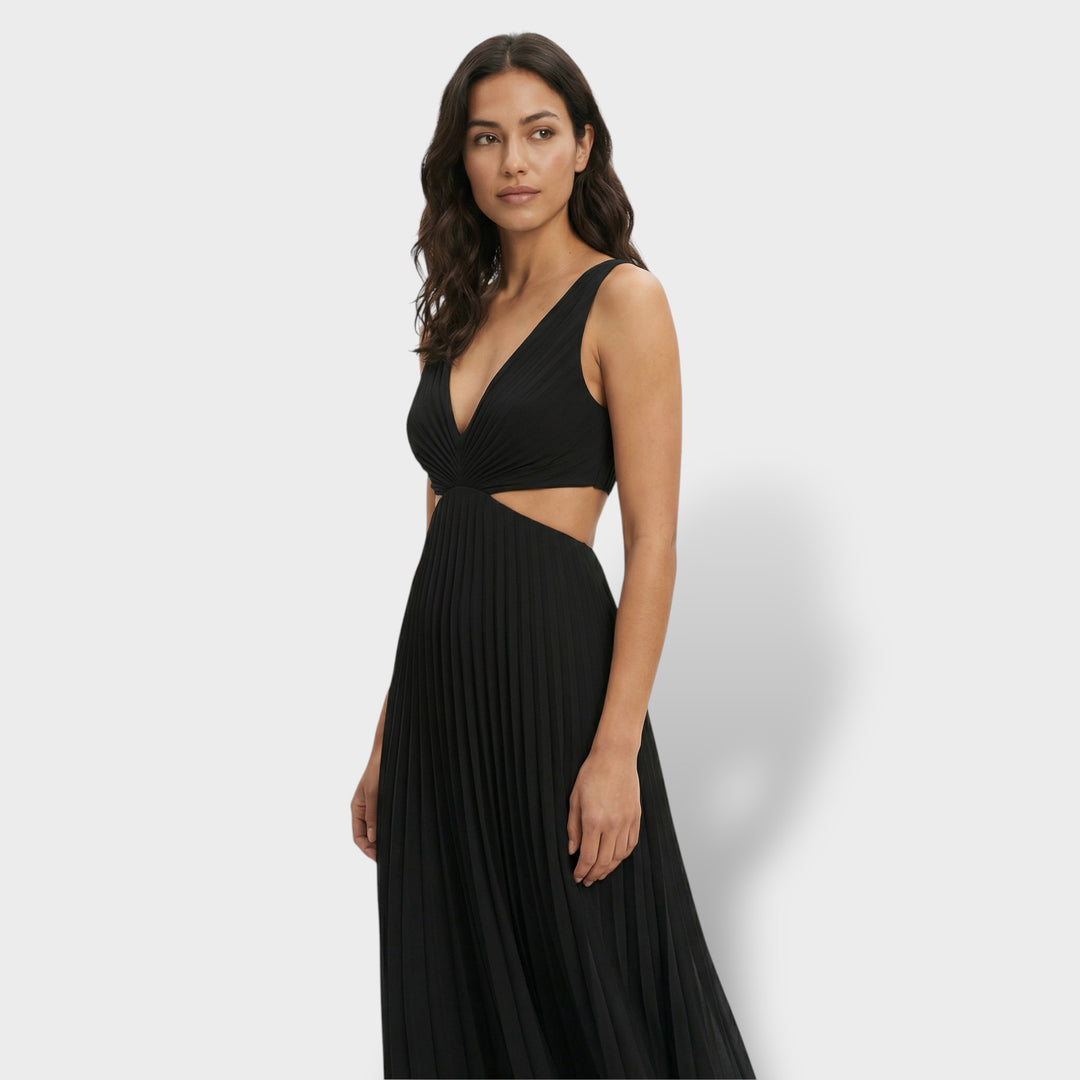 Vestido Midi Plisado Elegante Mujer