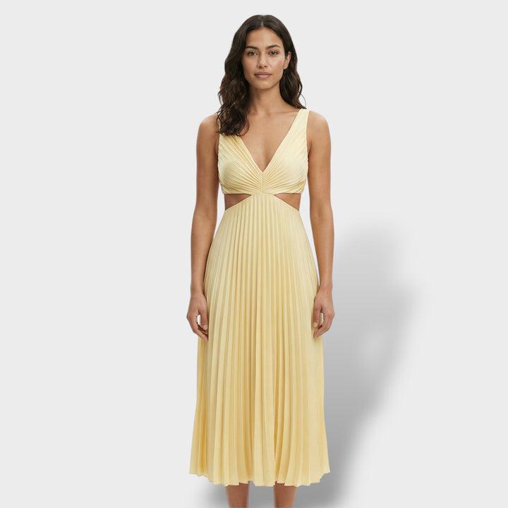 Vestido Midi Plisado Elegante Mujer