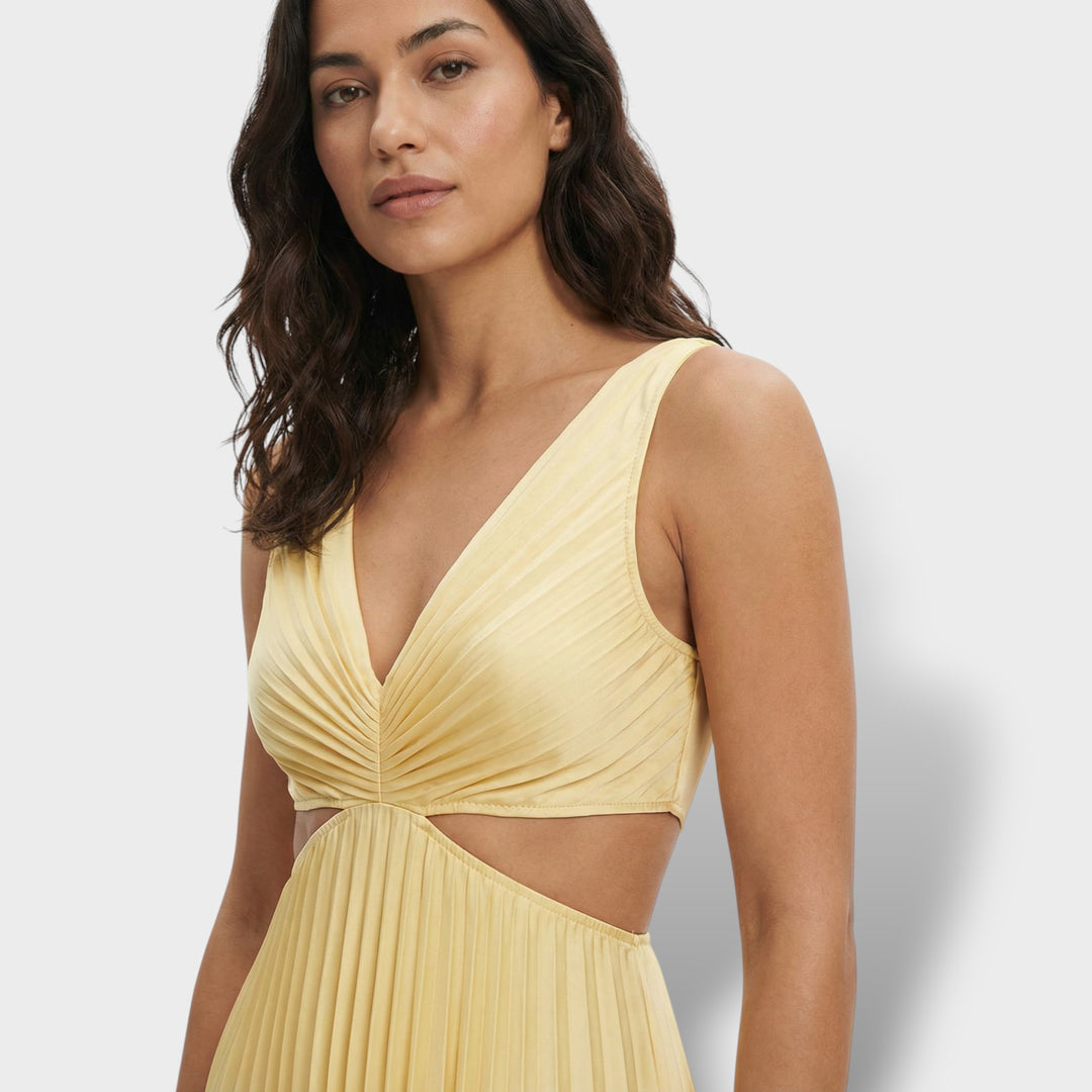 Vestido Midi Plisado Elegante Mujer