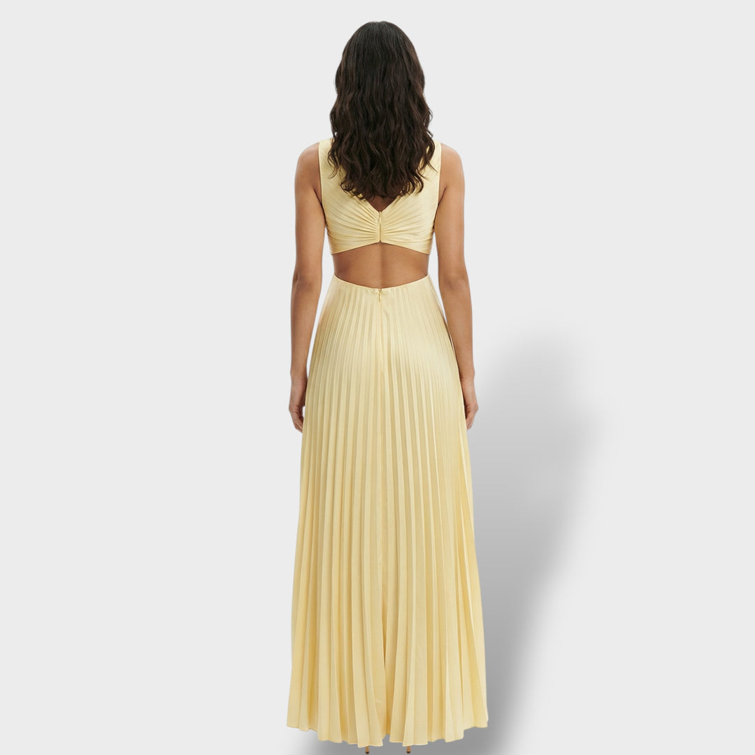 Vestido Midi Plisado Elegante Mujer