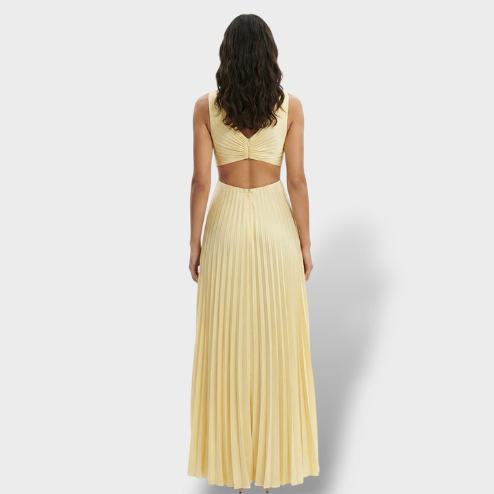 Vestido Midi Plisado Elegante Mujer