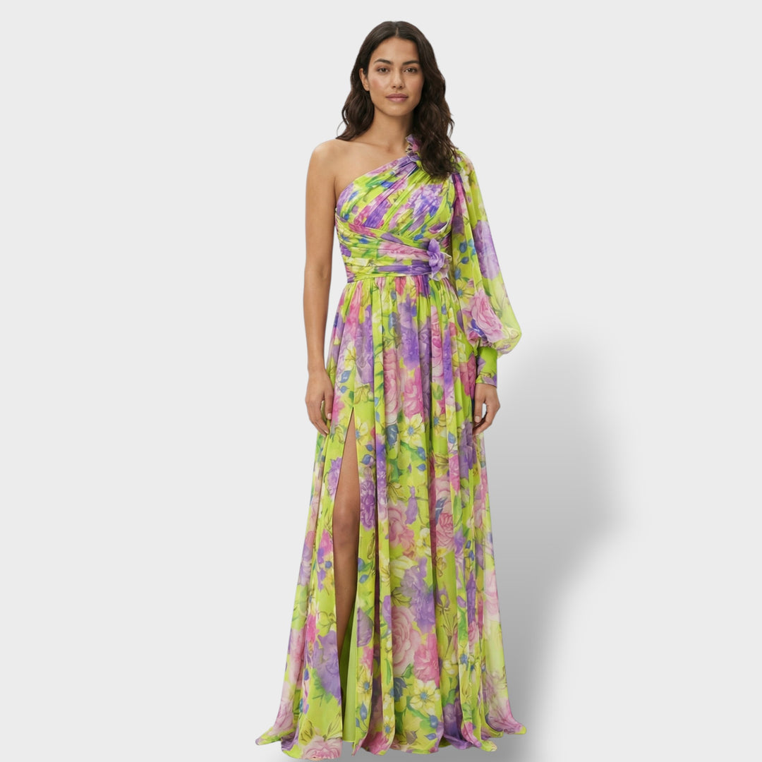 Vestido Asimétrico Floral Elegante Mujer