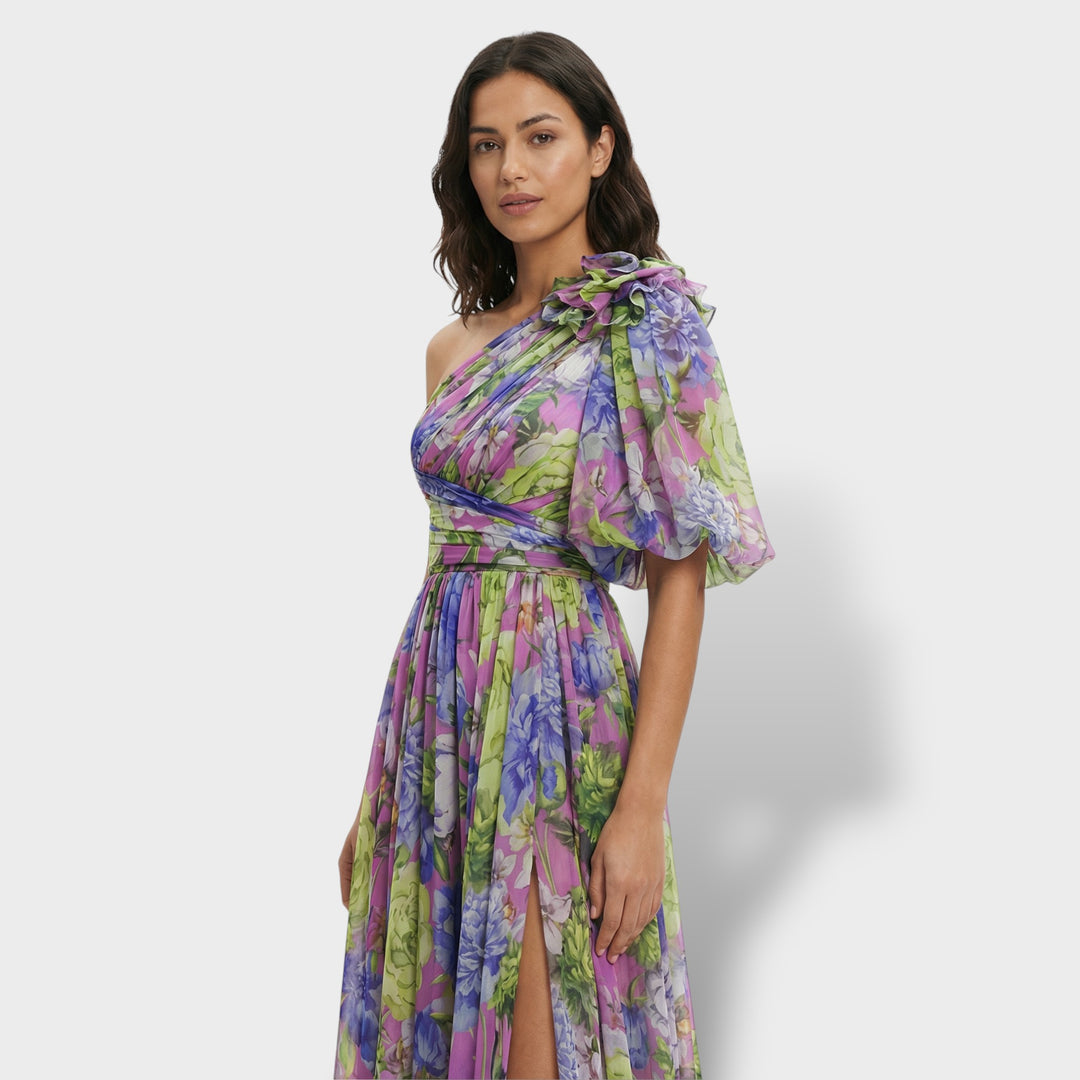 Vestido Asimétrico Floral Elegante Mujer