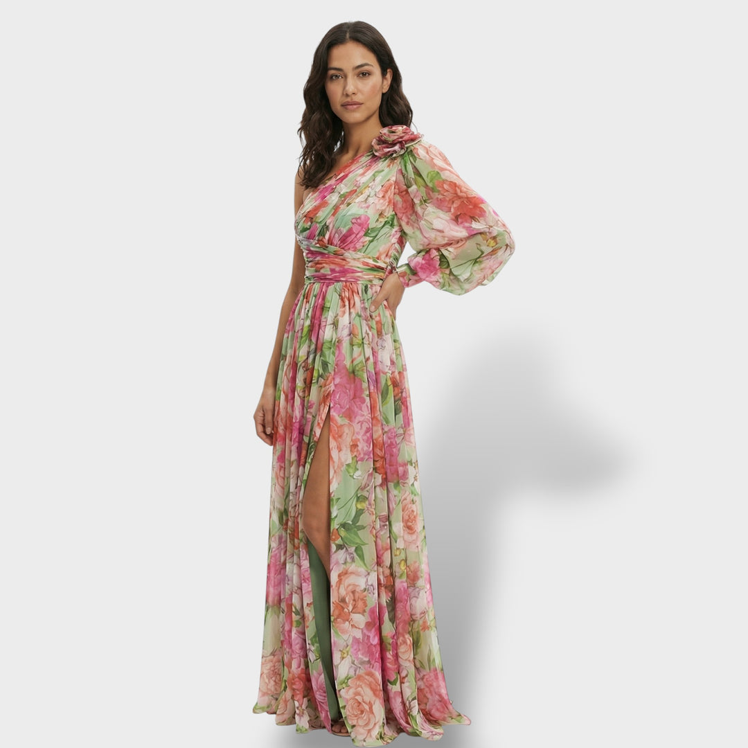 Vestido Asimétrico Floral Elegante Mujer