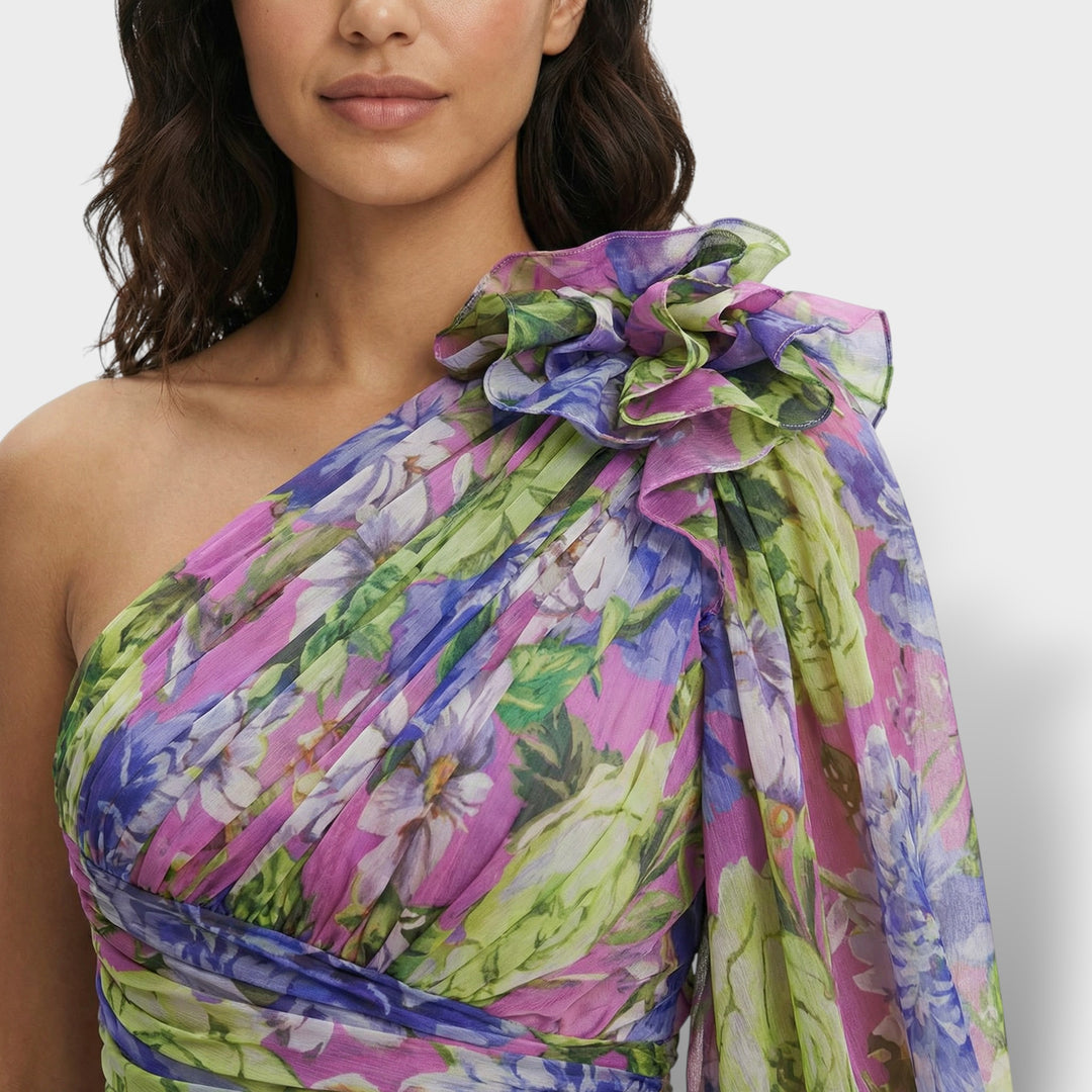 Vestido Asimétrico Floral Elegante Mujer