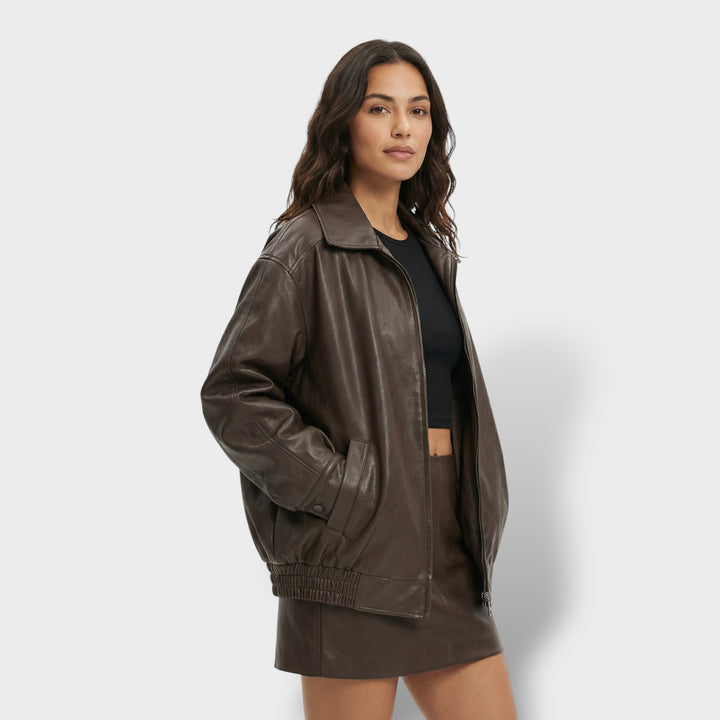 Chaqueta Oversize Efecto Piel Mujer