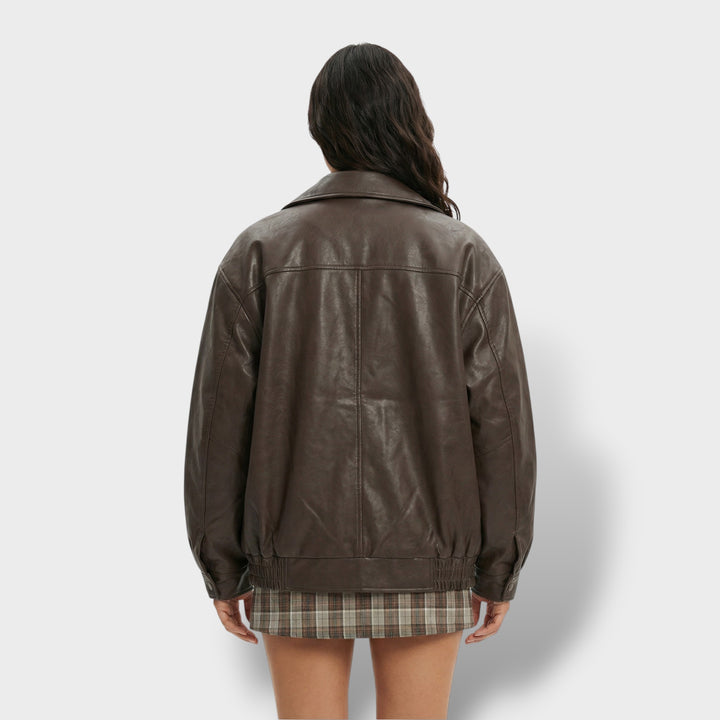 Chaqueta Oversize Efecto Piel Mujer