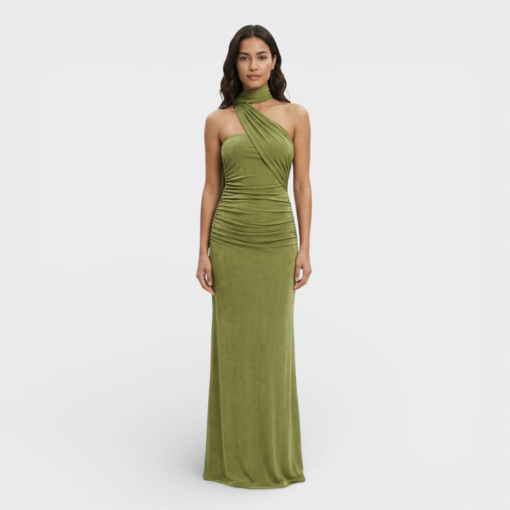 Vestido Maxi Halter Espalda Descubierta