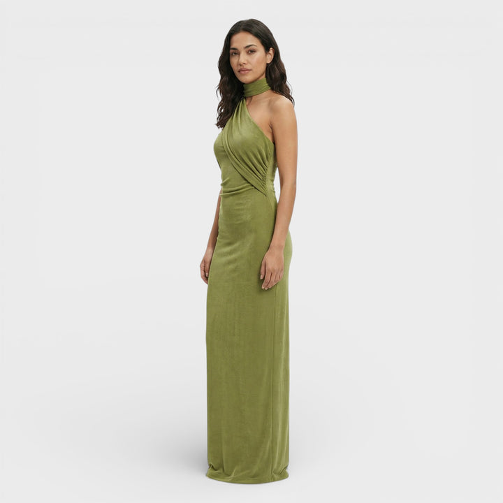 Vestido Maxi Halter Espalda Descubierta