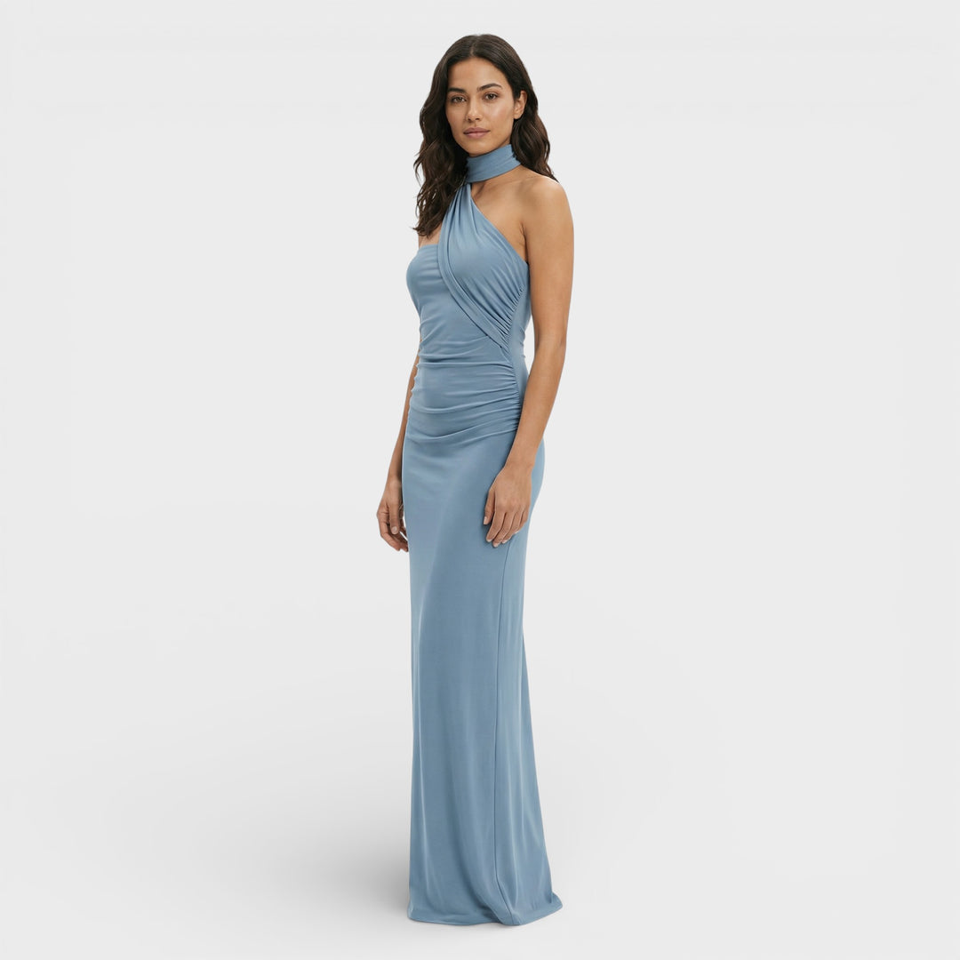 Vestido Maxi Halter Espalda Descubierta