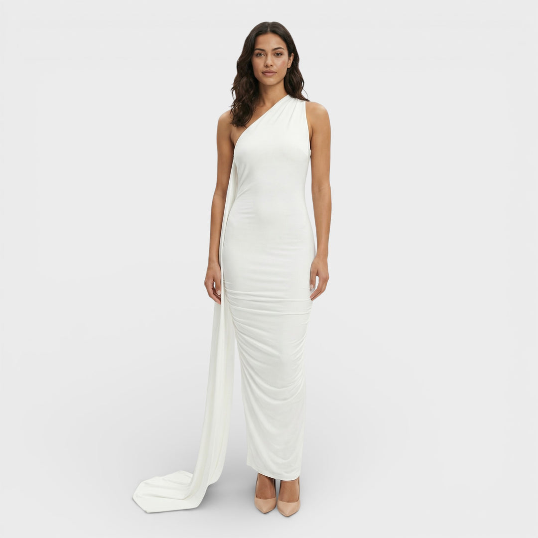 Vestido Maxi Asimétrico Espalda Descubierta