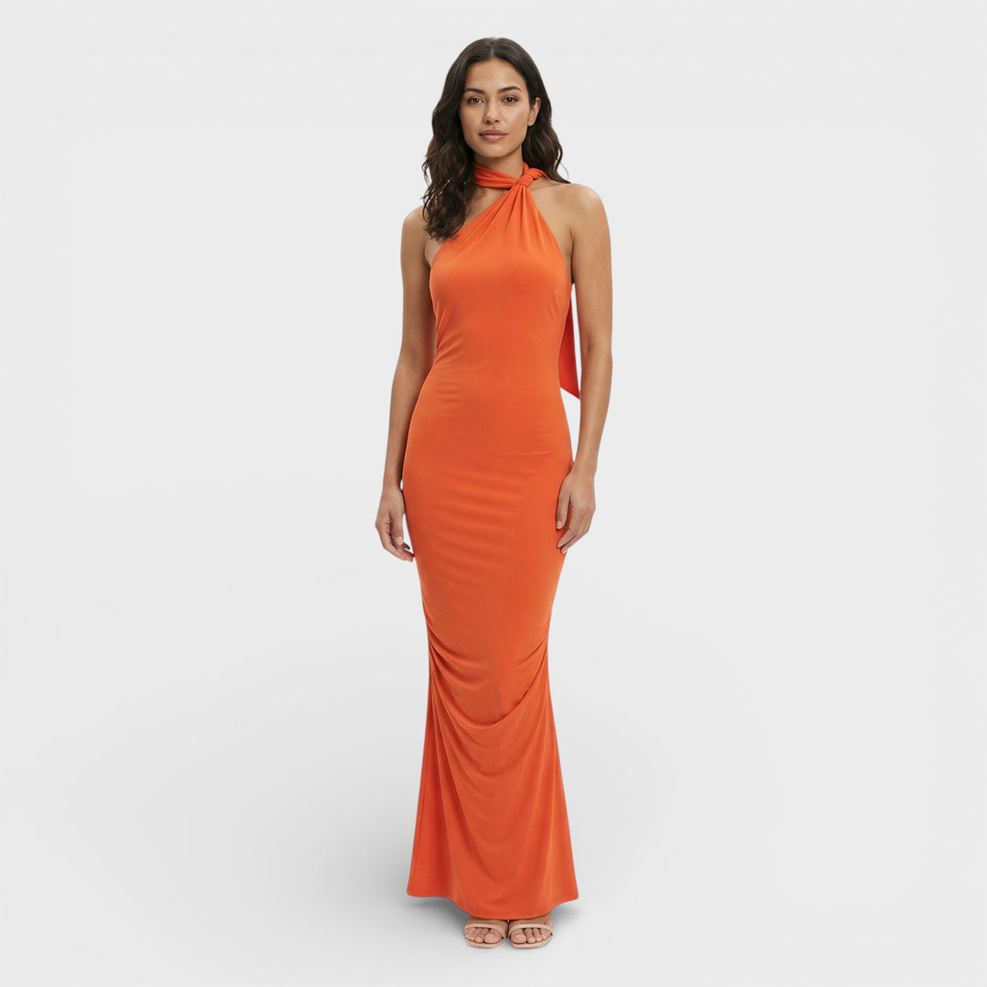 Vestido Maxi Asimétrico Espalda Descubierta