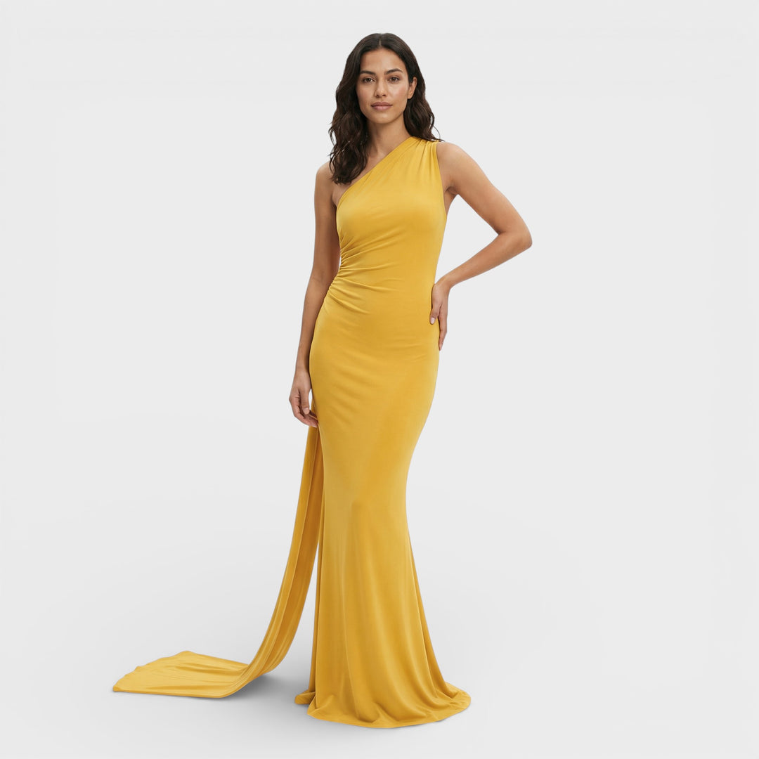 Vestido Maxi Asimétrico Espalda Descubierta