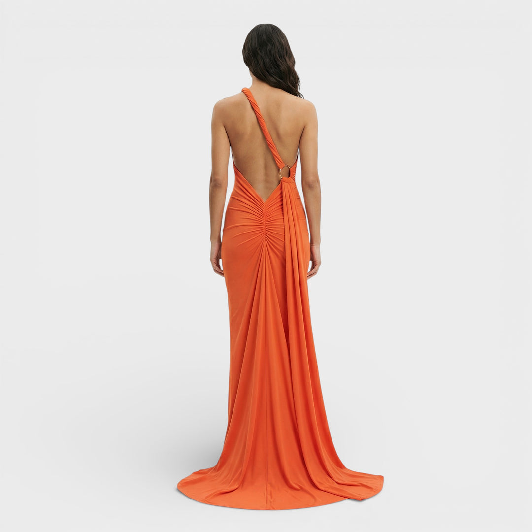 Vestido Maxi Asimétrico Espalda Descubierta