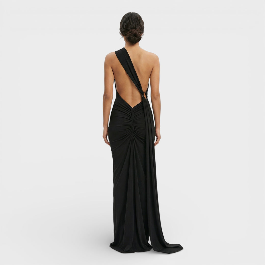 Vestido Maxi Asimétrico Espalda Descubierta