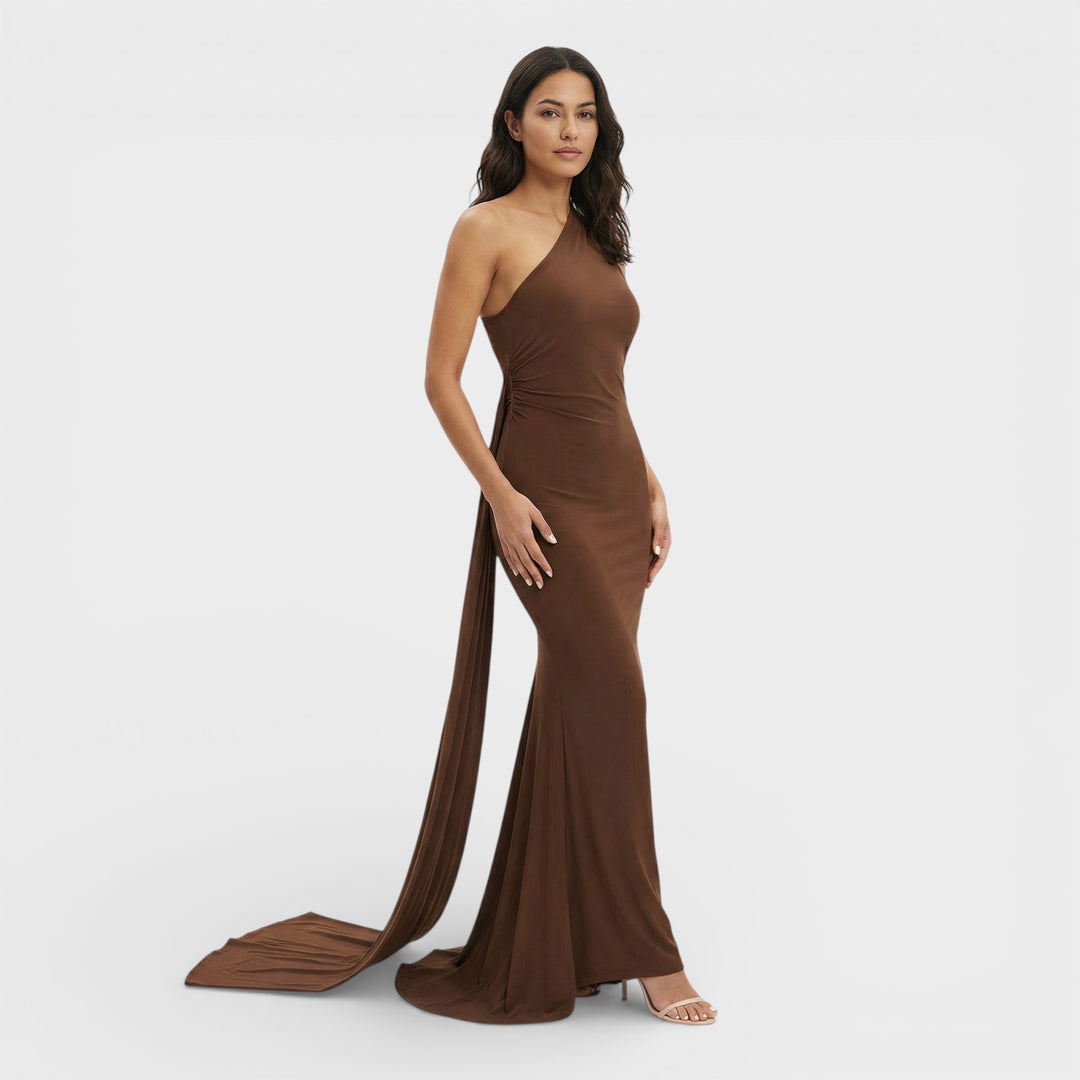 Vestido Maxi Asimétrico Espalda Descubierta