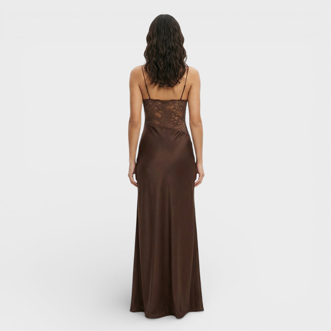 Vestido Largo Encaje Un Hombro Mujer