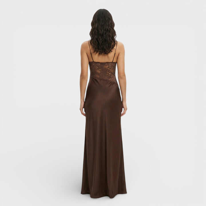 Vestido Largo Encaje Un Hombro Mujer