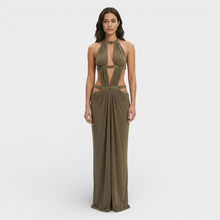 Vestido Largo Halter Lentejuelas Mujer