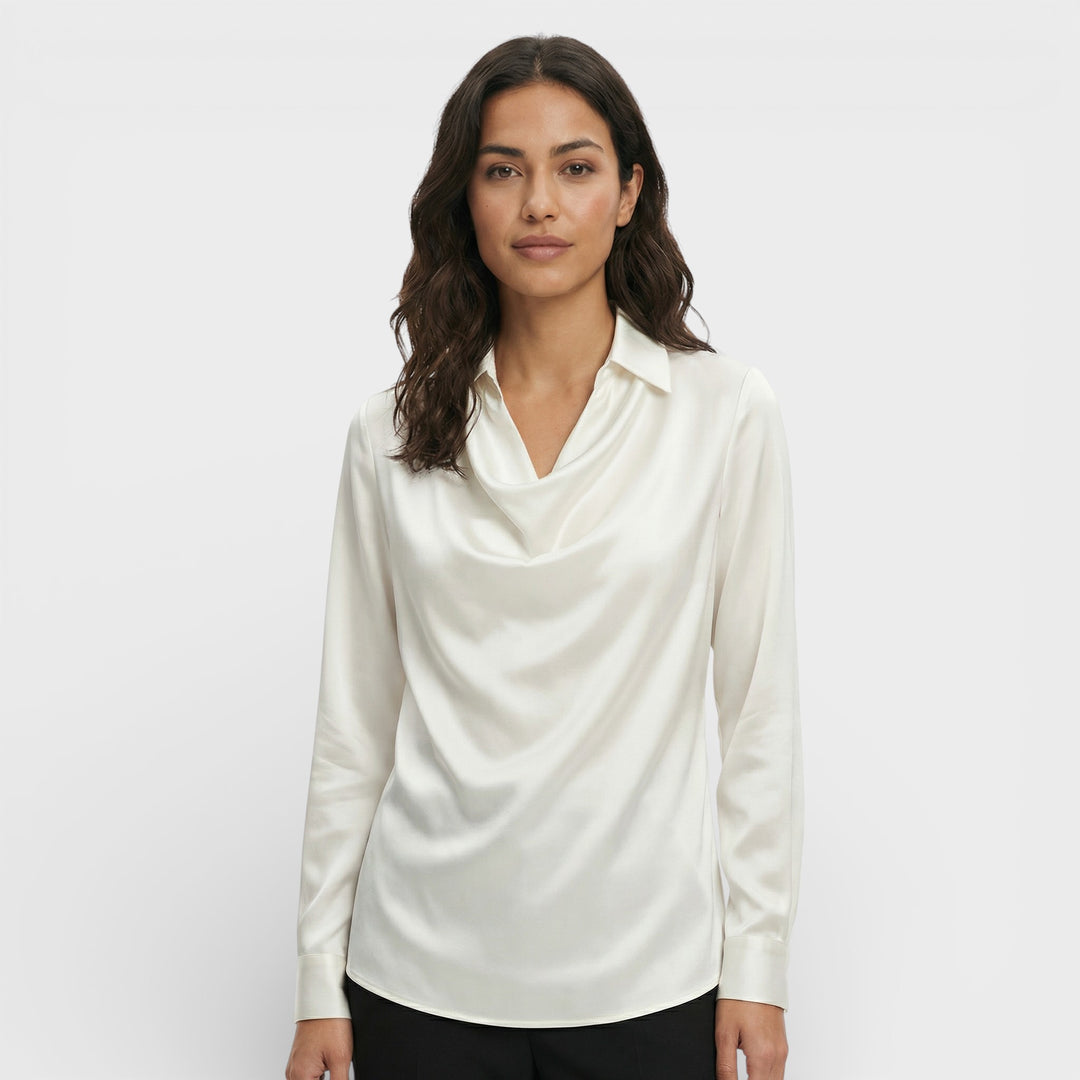 Blusa Satinada Cuello Drapeado Mujer