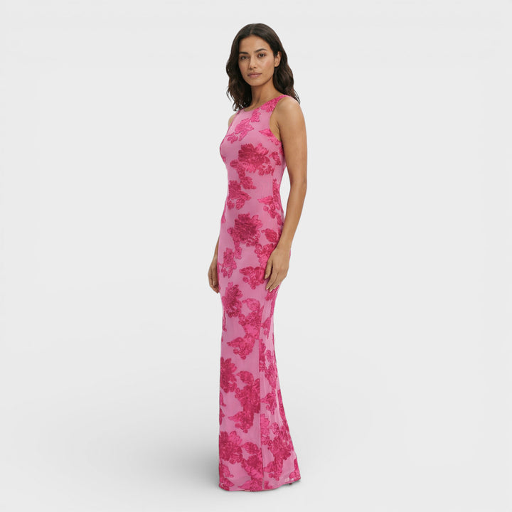 Vestido Maxi Bordado Flores Mujer