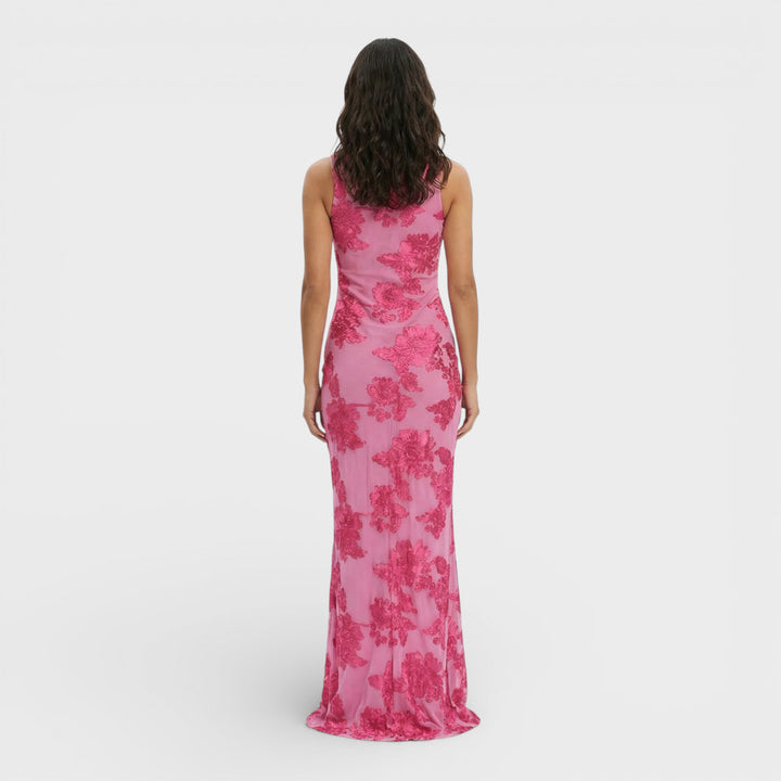Vestido Maxi Bordado Flores Mujer