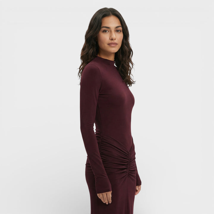 Vestido Largo Fruncido Elegante Mujer