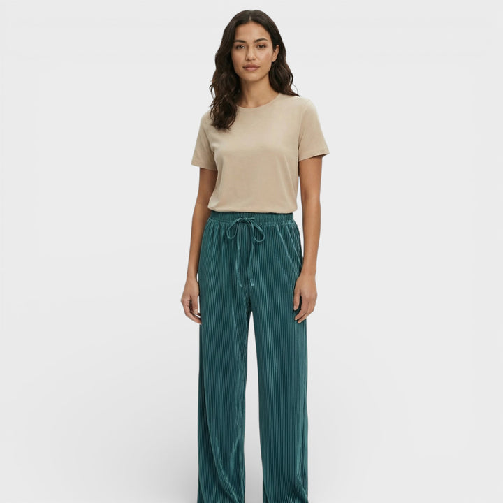 Pantalón Ancho Plisado Mujer