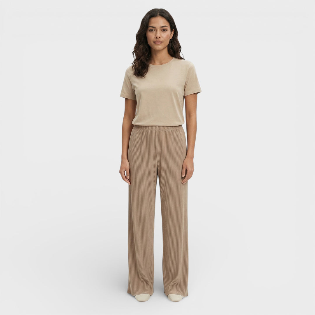 Pantalón Ancho Plisado Mujer