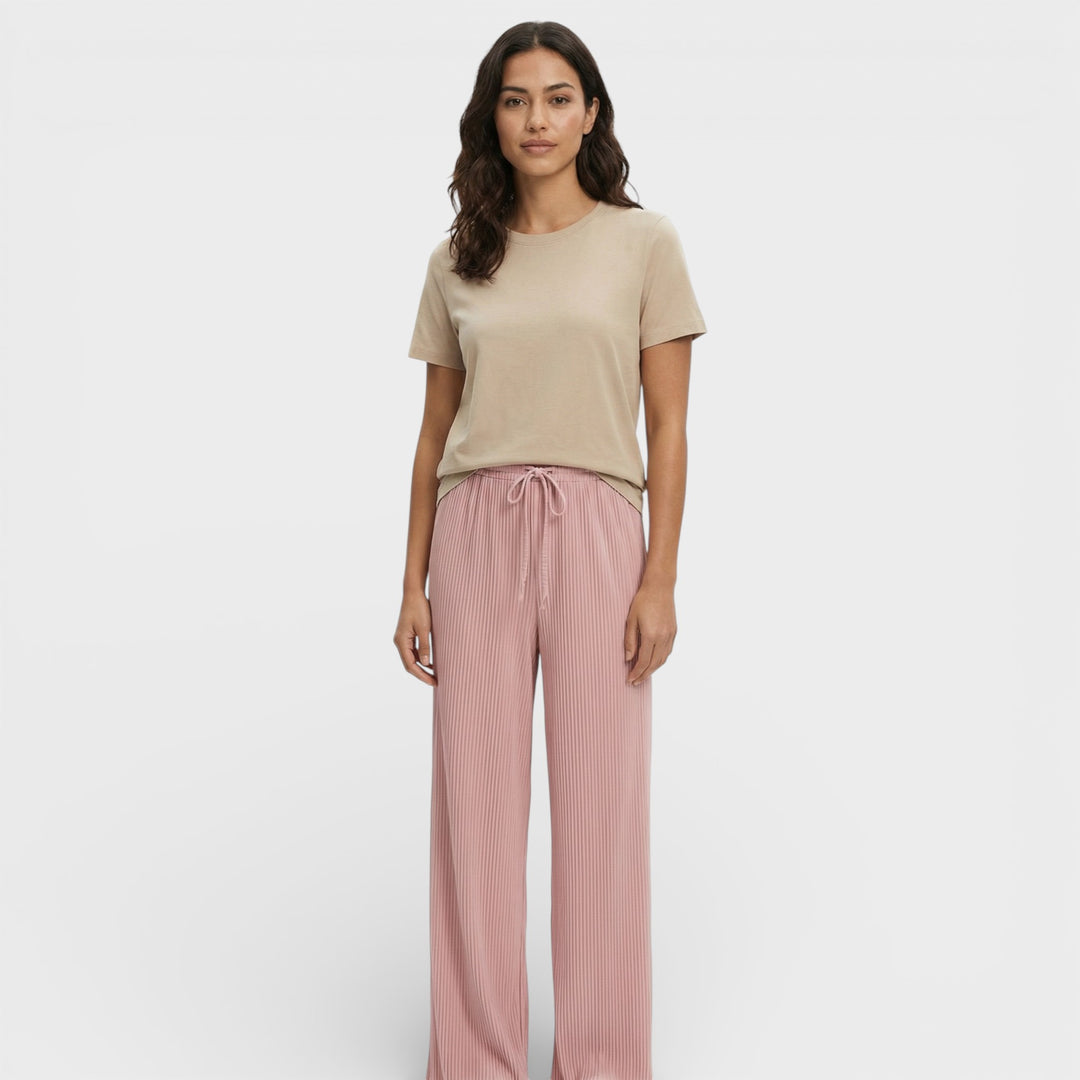 Pantalón Ancho Plisado Mujer